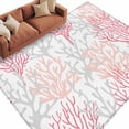 thumbnail image 1 of Pink Grey Coral Coastal Large Area Rugs for Bedroom Living Room, Soft Non Slip Carpet Bedside Rug, Summer Beach Seaside Nautical Rectangular Floor Cover Kitchen Accent Rug 5'x7' for Office, 1 of 9
