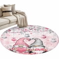 thumbnail image 1 of Pink Grey Gnomes Valentine Large Area Rugs for Bedroom Living Room, Soft Non Slip Carpet Bedside Rug, Love Heart Spring Floral Round Floor Cover Kitchen Accent Rug 3' for Dining Room/Office, 1 of 9