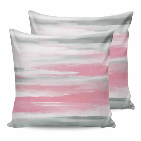 Pink Grey Ombre 20x20 Pillow Covers Set of 2, Abstract Art Oil Painting Modern Throw Pillow Covers Decorative Couch Cushion Case, Microfiber Square Pillowcases for Bedroom Car Living Room