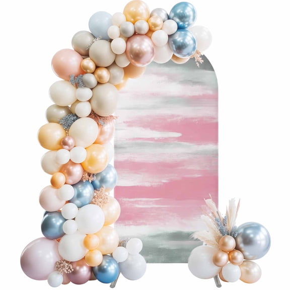 Pink Grey Ombre 6FT Arch Backdrop Covers, Abstract Art Oil Painting Modern Wedding Arch Cover Stretchy, Chiara Arches Backdrop Stand Covers for Birthday Baby Shower Party Banquet Decor