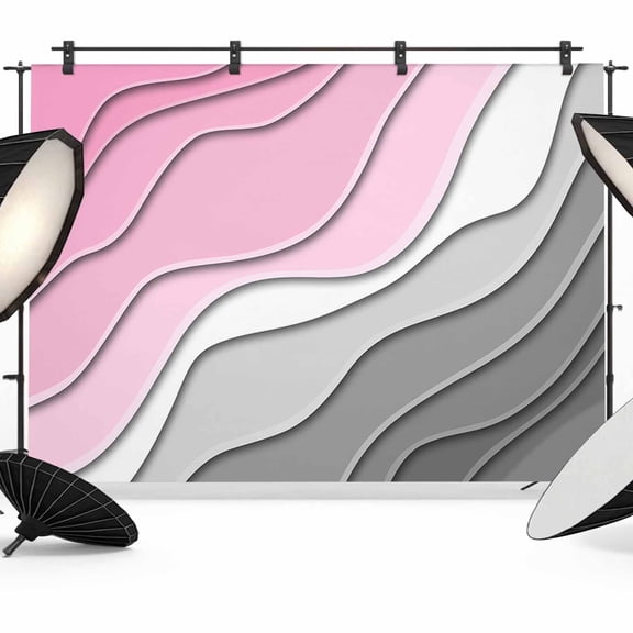 Pink Grey Ombre Backdrop for Photography,Fabric Photo Background Backdrop,Modern Geometric Abstract Aesthetics Cream Photo Booth Background for Portrait Photoshoot Video Wedding Banner 7x5ft