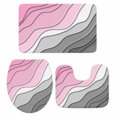 thumbnail image 1 of Pink Grey Ombre Bath Mat 3 Piece Bathroom Rug Set, Modern Geometric Abstract Aesthetics Cream Non Slip Bath Rug Contour Mat and Toilet Lid Cover, Absorbent Shower Mats Soft Bath Rugs and Mats Sets, 1 of 8
