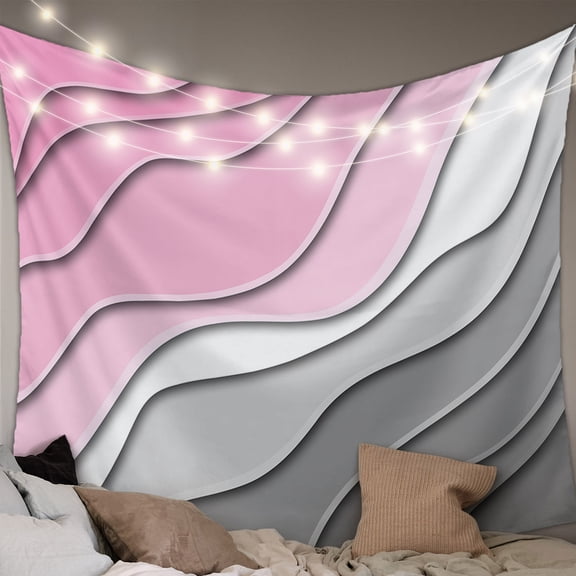 Pink Grey Ombre Small Tapestry for Bedroom Wall Hanging Tapestry,Modern Geometric Abstract Aesthetics Cream Ceiling Backdrop Tapestries Poster Blanket Wall Decor for Teens Room Living Room 23" x 28"