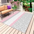 thumbnail image 1 of Pink Grey Outdoor Rug for Patio/Deck/Porch, Non-Slip Large Area Rug 3 x 5 Ft, Chic Garden Floral Stripe Aesthetic Flower Boho Indoor Outdoor Rugs Washable Area Rugs, Camping Rug Carpet Runner, 1 of 8