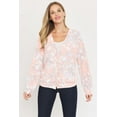 thumbnail image 1 of Pink Grey Pen Drawing Floral Button Down Cardigan, 1 of 2