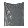 thumbnail image 1 of Pink and Grey Soft Flannel Fleece Blanket, Dandelion Flowers with Hearts Pastel Love Celebration Anniversary, Cozy Plush for Indoor and Outdoor Use, 50" x 60", Pink Grey Pale Green, by Ambesonne, 1 of 5