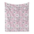 thumbnail image 1 of Pink and Grey Soft Flannel Fleece Throw Blanket, Vintage Floral Anemones Fragrance Soft Toned Yoga Botanical Beauty Art, Cozy Plush for Indoor and Outdoor Use, 50" x 70", Rose Pale Grey, by Ambesonne, 1 of 5