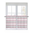 thumbnail image 1 of Pink Grey Stripe Half Window Curtains 24 Inches Long, Farmhouse Modern Art Striped Window Treatment Curtain Drapes, Short Curtains Tiers for Kitchen Over Sink, 27.5"x24", 2 Panels, 1 of 7