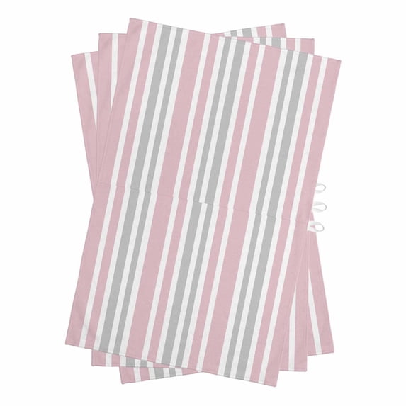Pink Grey Stripe Kitchen Towels Set of 3, Water Absorbent Dish Towel, Farmhouse Minimalist Striped Decorative Hand Towels - Quick Drying Cloth for Cooking Baking, 18x28 Inch