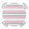 thumbnail image 1 of Pink Grey Stripe Round Fitted Tablecloth with Elastic Edge, Waterproof Table Cloth Table Cover for 45"-54" Tables, Farmhouse Modern Art Striped Tablecloths for Dining Picnic Indoor Outdoor, 1 of 9