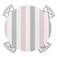 thumbnail image 1 of Pink Grey Stripe Round Fitted Tablecloth with Elastic Edge, Waterproof Table Cloth Table Cover for 55"-60" Tables, Modern Farmhouse Vertical Striped Tablecloths for Dining Picnic Indoor Outdoor, 1 of 9