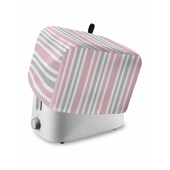 Pink Grey Stripe Toaster Cover 2 Slice, Small Kitchen Appliance Covers, Farmhouse Minimalist Striped Toaster Oven Cover with Loop, Bread Machine Cover Polyester Dust Cover Protection