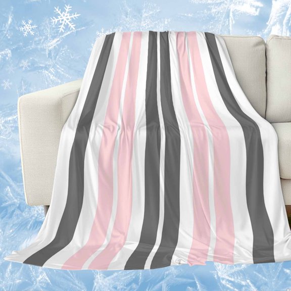 Pink Grey Striped Cooling Blanket, Lightweight Breathable Summer Throw Blanket with Double Sided Cold Effect, Gray Modern Abstract Art Picnic Beach Blankets Bed Sheet for Hot Sleepers 30"x40"