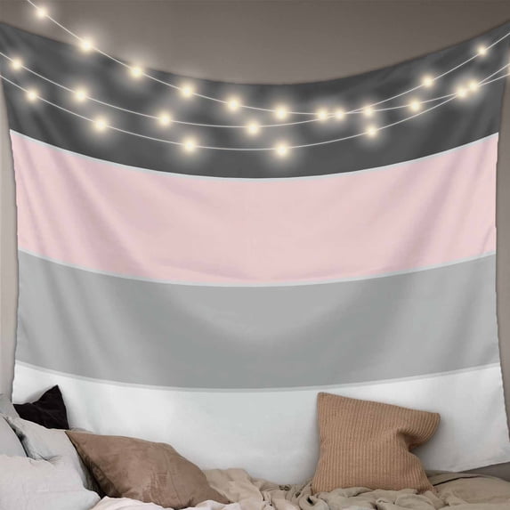 Pink Grey Striped Large Tapestry for Bedroom Wall Hanging Tapestry, Farmhouse Modern Ceiling Backdrop Tapestries Poster Blanket Wall Decor for Teens Room Living Room Dorm 100" x 59"