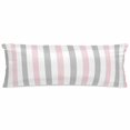 thumbnail image 1 of Pink Grey Striped Pillow Cases Body Size, Smooth Satin Pillowcase for Hair and Skin, Geometric Vertical Stripes Minimalist Decorative Cooling Bed Pillow Covers with Zipper, 20x54 Inches, 1 of 5
