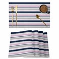 thumbnail image 1 of Pink Grey Striped Placemats Set of 6, Farmhouse Stripes Modern Abstract Art Placemats for Dining Table, Place Mats for Kitchen Tabletop, Waterproof Wipeable Dining Table Mats Set, 1 of 9