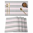 thumbnail image 1 of Pink Grey Striped Placemats Set of 8 Horizontal Lines Simple Minimalist Place Mats Indoor Wipeable Table Mats Washable Cloth Dining Table Placemats for Kitchen Holiday Party Home Decor 13x19 Inch, 1 of 9