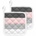 thumbnail image 1 of Pink Grey Striped Pot Holders for Kitchen Heatproof Potholder, 2 Pack Farmhouse Modern Hot Pads Multipurpose Oven Pads Cloth Potholders Trivet for Cooking and Baking, 1 of 8