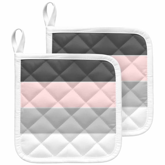 Pink Grey Striped Pot Holders for Kitchen Heatproof Potholder, 2 Pack Farmhouse Modern Hot Pads Multipurpose Oven Pads Cloth Potholders Trivet for Cooking and Baking