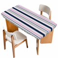 thumbnail image 1 of Pink Grey Striped Table Cloths for 4 Foot Rectangle Tables, Farmhouse Stripes Modern Abstract Art Patio Waterproof Elastic Fitted Tablecloths, Washable Rectangular Table Cover for Camping, 1 of 8