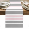 thumbnail image 1 of Pink Grey Stripes Table Runner - 90 Inch Long, Kitchen Dining Table Runner Dresser Scarves, Simple Striped Lines Minimalist Modern Farmhouse Decor for Coffee Tables Wedding Party Banquet, 1 of 8