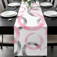 thumbnail image 1 of Pink Grey Table Runner 72 Inches Long, Geometric Circle Modern Abstract Simple Art Kitchen Coffee Dining Table Decoration for Home Party Birthday Wedding Home Decor 14x72 Inches, 1 of 8