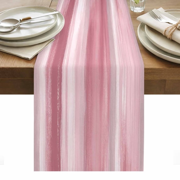 Pink Grey Table Runner Abstract Art Oil Painting Blue Ombre Tablerunners 13 x 90 Inch, Table Decorations Tabletop Scarf for Summer Gathering Holiday Farmhouse Kitchen Dining Decor