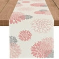 thumbnail image 1 of Pink Grey Table Runner Dahlia Flower Beige Burlap Table Runners Modern Elegant Pompon Farmhouse Table Center Decor for Home Kitchen Dining Party Patio (13x36 Inch), 1 of 6