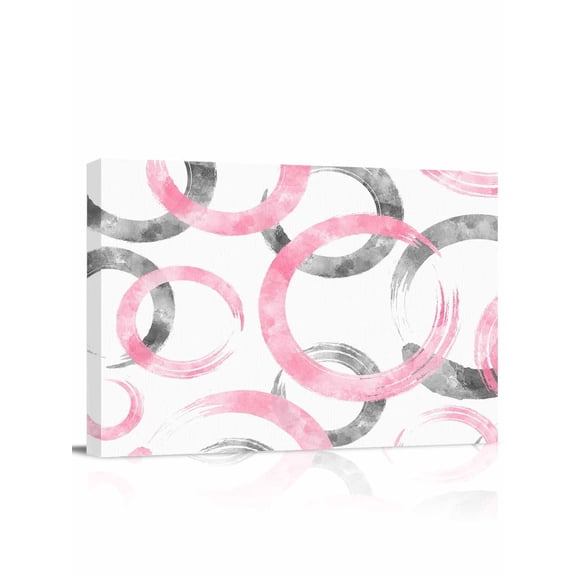 Pink Grey Wall Art for Living Room,Canvas Picture Wall Decor for Bathroom Bedroom,Geometric Circle Modern Abstract Simple Art Painting Artwork for Office Kitchen Hallway Dining Room Decor 12"x16"