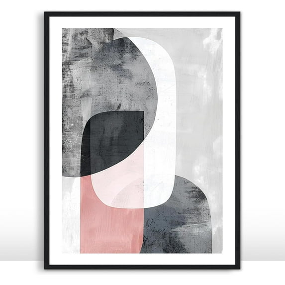 Pink and Grey Wall Art Prints, Oversized Neutral Abstract Poster in Soft Modern Tones for Living Room, Bedroom, Entryway, Home Office, Minimalist, Unframed Size 24x36 / 60x90 cm