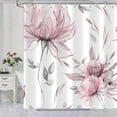 thumbnail image 1 of Pink Grey Watercolor Floral Shower Curtain, Flower Leaves Aesthetic Art Bathroom Decor, Waterproof Polyester Cloth Fabric with 12 Hooks,72x72 in, 1 of 7