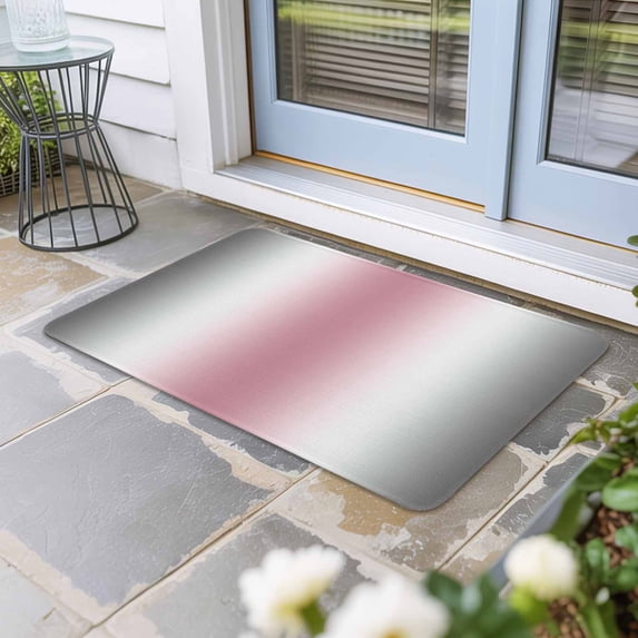 Pink Grey White Door Mat Indoor Outdoor, Farmhouse Ombre Color Modern Simple Non Slip Welcome Mat with Rubber Backing, Absorbent Fabric Front Door Mats Entryway Rug for Home Patio Entrance 24"x36"