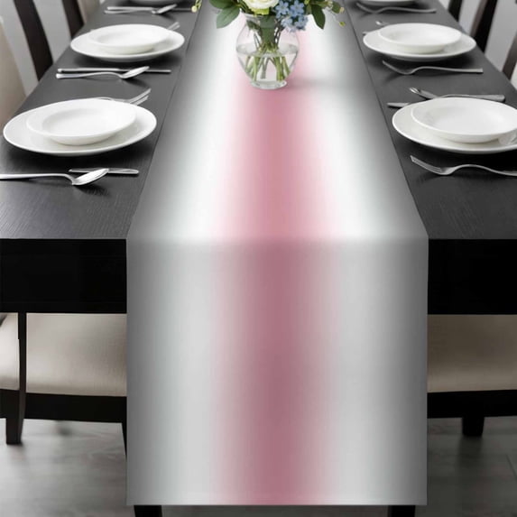 Pink Grey White Table Runner 36 Inches Long, Farmhouse Ombre Color Modern Simple Kitchen Coffee Dining Table Decoration for Home Party Birthday Wedding Home Decor 13x36 Inches