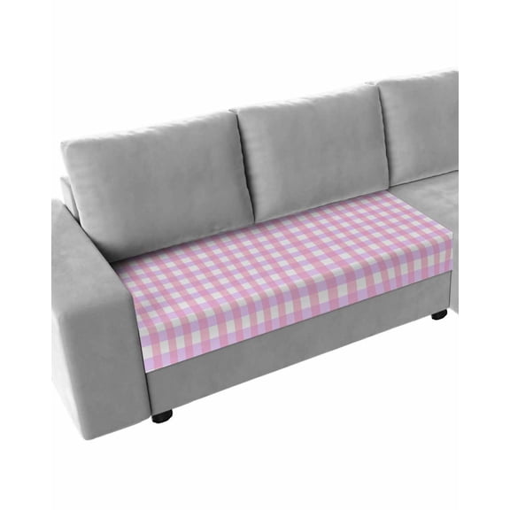 Pink Grid Couch Cushion Covers Stretch, Washable Sofa Seat Covers Individual Seat Cushion Sofa Slipcovers Checkered Plaid Gingham Lattice Trellis Print Couch Cover Furniture Protector M-1PCS