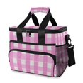 thumbnail image 1 of Pink Grid Insulated Lunch Bag 15L Cooler Box for Women Men Work Camping Beach Travel, 1 of 7