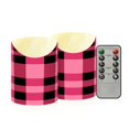thumbnail image 1 of Pink Grid Pattern Flameless Candles 2 PCS with Remote Realistic Moving Flame LED Tapered Pillar Set for Home Decor, 1 of 7