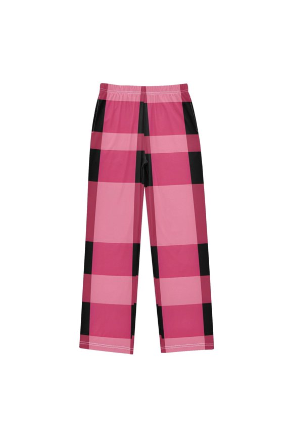 Pink Grid Pattern Pajama Pants Soft Lightweight Lounge Pants Bottoms Sleep Pants Warm Comfy