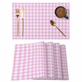 thumbnail image 1 of Pink Grid Placemats Set of 8 Checkered Plaid Gingham Lattice Trellis Print Place Mats Indoor Wipeable Table Mats Washable Cloth Dining Table Placemats for Kitchen Holiday Party Home Decor 13x19 Inch, 1 of 9