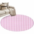 thumbnail image 1 of Pink Grid Round Area Rug 4 FT, Non Slip Indoor Outdoor Rug, Checkered Plaid Gingham Lattice Trellis Print Washable Soft Circular Carpet Non-Shedding Floor Mat for Coffee Table Nursery Foyer Balcony, 1 of 9