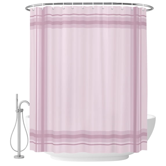 Pink Grid Shower Curtains for Bathroom, Waterproof Fabric Bath Curtains Decor, Bath Tub Curtain Modern Minimalist Stripes Art Decorative Shower Curtain Sets with 12 Hooks, 72x72 Inch