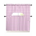 thumbnail image 1 of Pink Grid Swag Curtains for Living Room/Bedroom Windows, Checkered Plaid Gingham Lattice Trellis Print Kitchen Curtains and Valances Set 36 Inch Length, Light Filtering Swags Valance Curtain Panels, 1 of 5