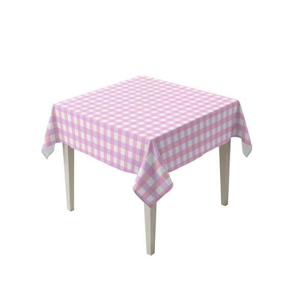 Pink Grid Table Cloth, Checkered Plaid Gingham Lattice Trellis Print Waterproof Tablecloth for Square Tables, Reusable Washable Fabric Table Cover for Restaurant Kitchen Dining Tables 54"x54"