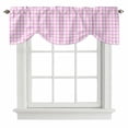 thumbnail image 1 of Pink Grid Tie Up Valance Curtains for Windows, Kitchen Curtains Window Treatments, Checkered Plaid Gingham Lattice Trellis Print Short Window Shades Valances for Bedroom Bathroom Cafe 54"x18", 1 of 8