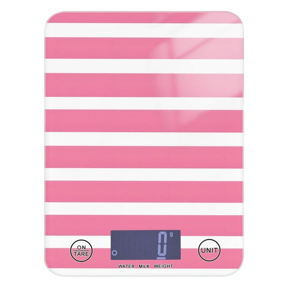 Pink Grids Food Scale Digital Kitchen Scale Waterproof Grams Ounces lbs for Weight Loss