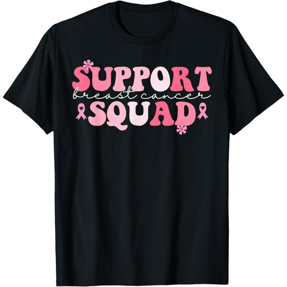 Pink Groovy Support Squad Breast Cancer Awareness Month T-Shirt