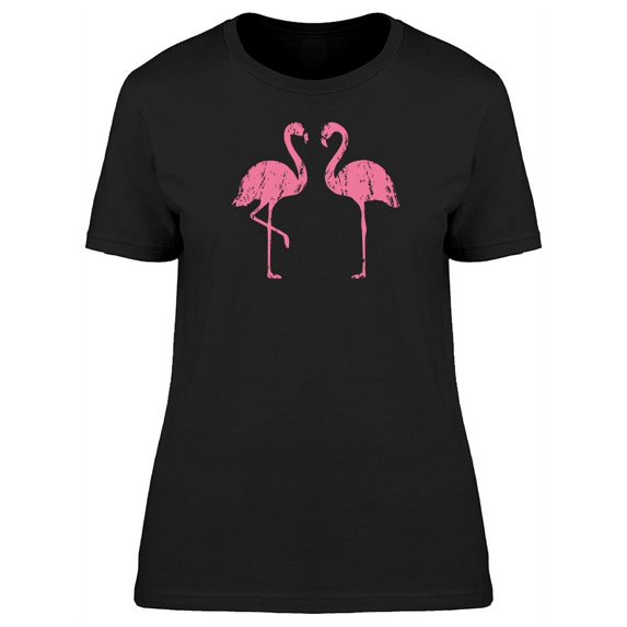 Pink Grunge Flamingos Sketch T-Shirt Women -Image by Shutterstock, Female Large