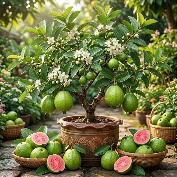 Pink Guava Tree Live Plant, Tropical Guava Fruits Tree Dwarf Fruit Trees 5-10" Tall 4" Pot