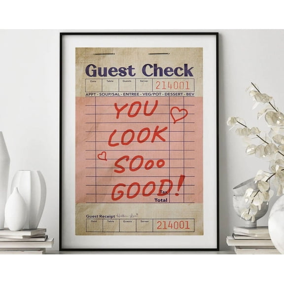 Pink Guest Check Typography Scene Poster