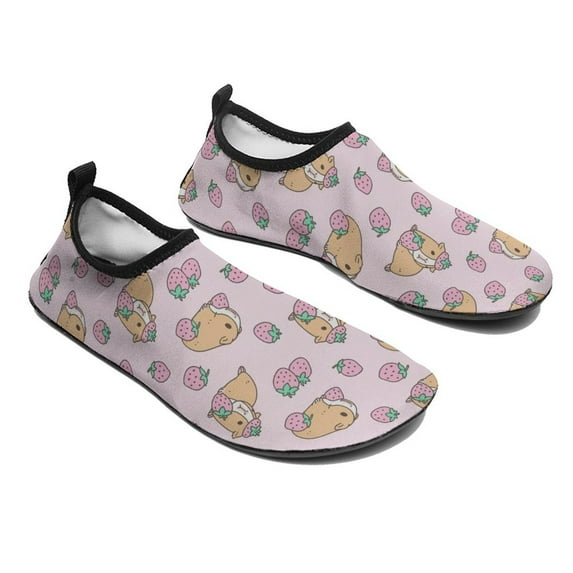 Pink Guinea Pig And Strawberry Pattern Water Shoes Beach Slip-on Shoes for Men Women Swim Pool Yoga Surfing Sneakers Quick-Dry Sports Barefoot Shoes
