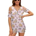 thumbnail image 1 of Pink Guinea Pig And Strawberry Pattern Womens Summer V Neck Zipper Top Short Sleeve T Shirt Off Shoulder Top Casual Classy Loose Shirts, 1 of 7
